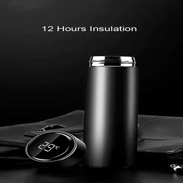 Modern Style Hot & Cold Flask With Led Temperature Monitor – Black Color